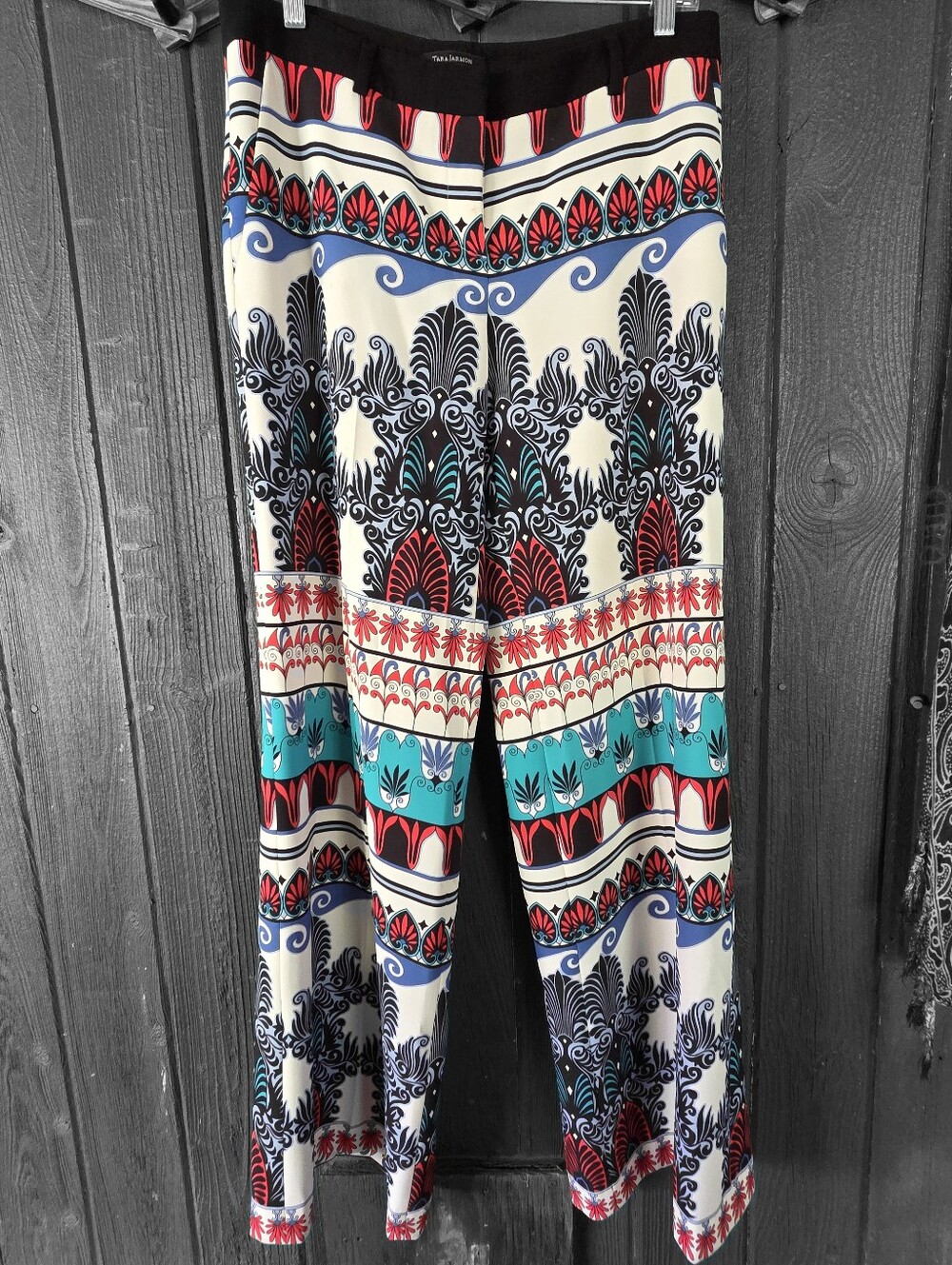 Tara Jarmon Multicolor Printed Trousers with Black Trim